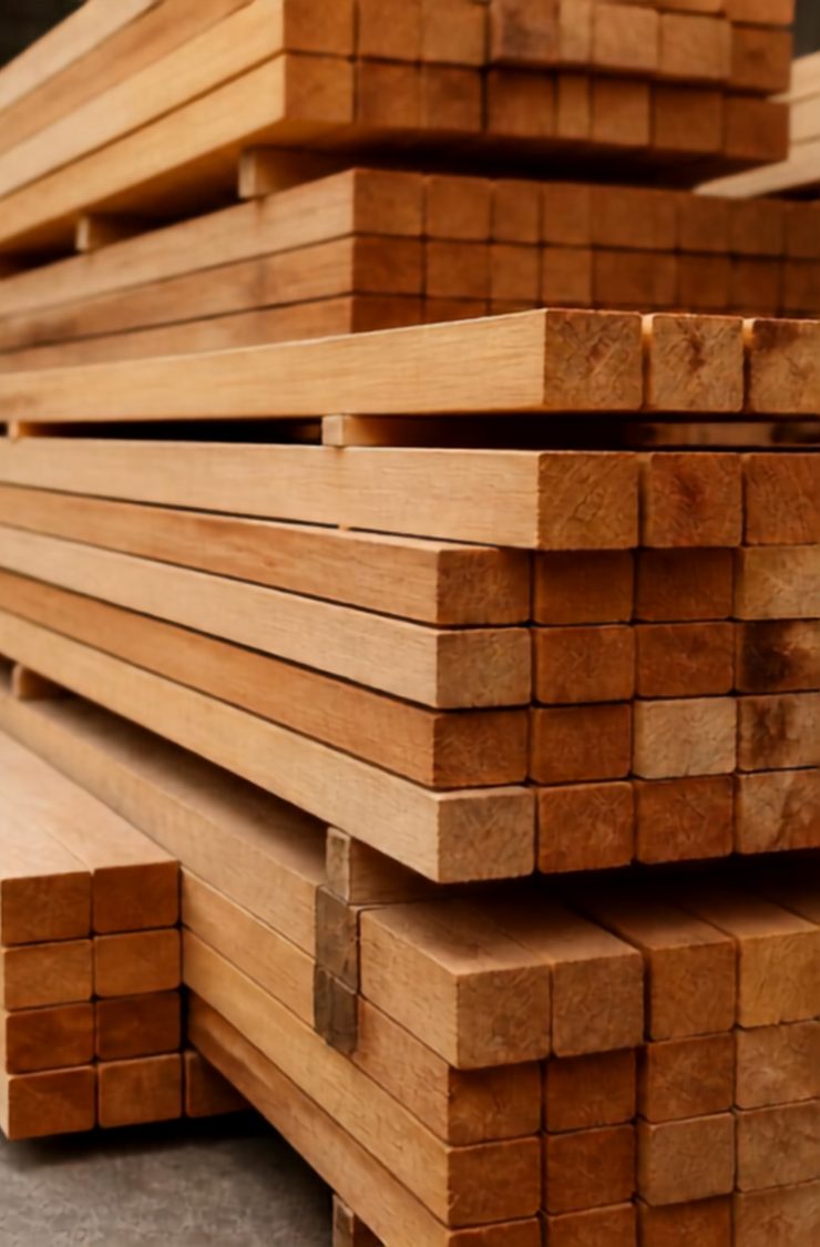 Estibas de madera aserrada apiladas